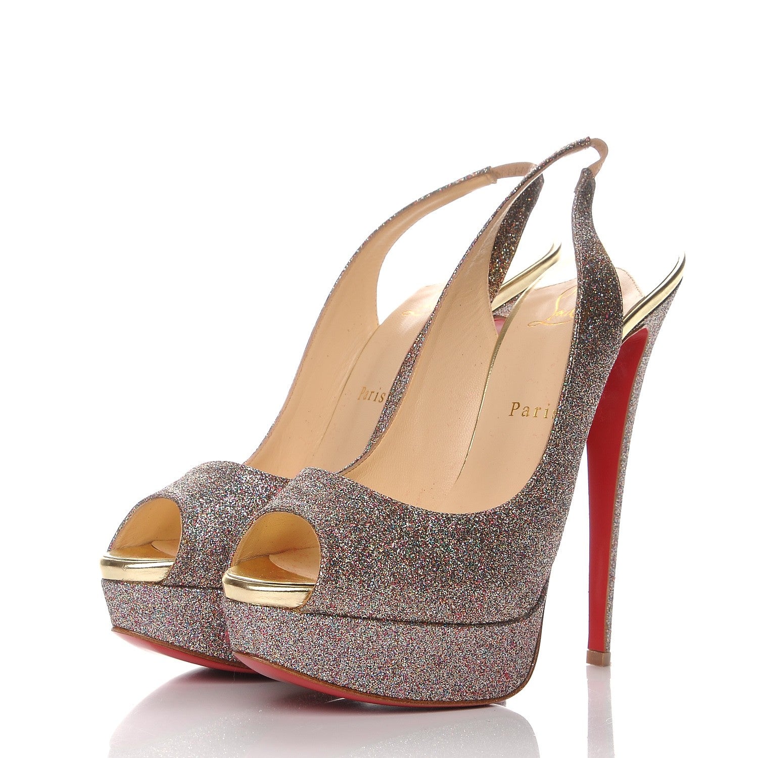 Christian Louboutin Glitter Lady Peep Sling 150 Pumps 40 Multicolor 3 of 7