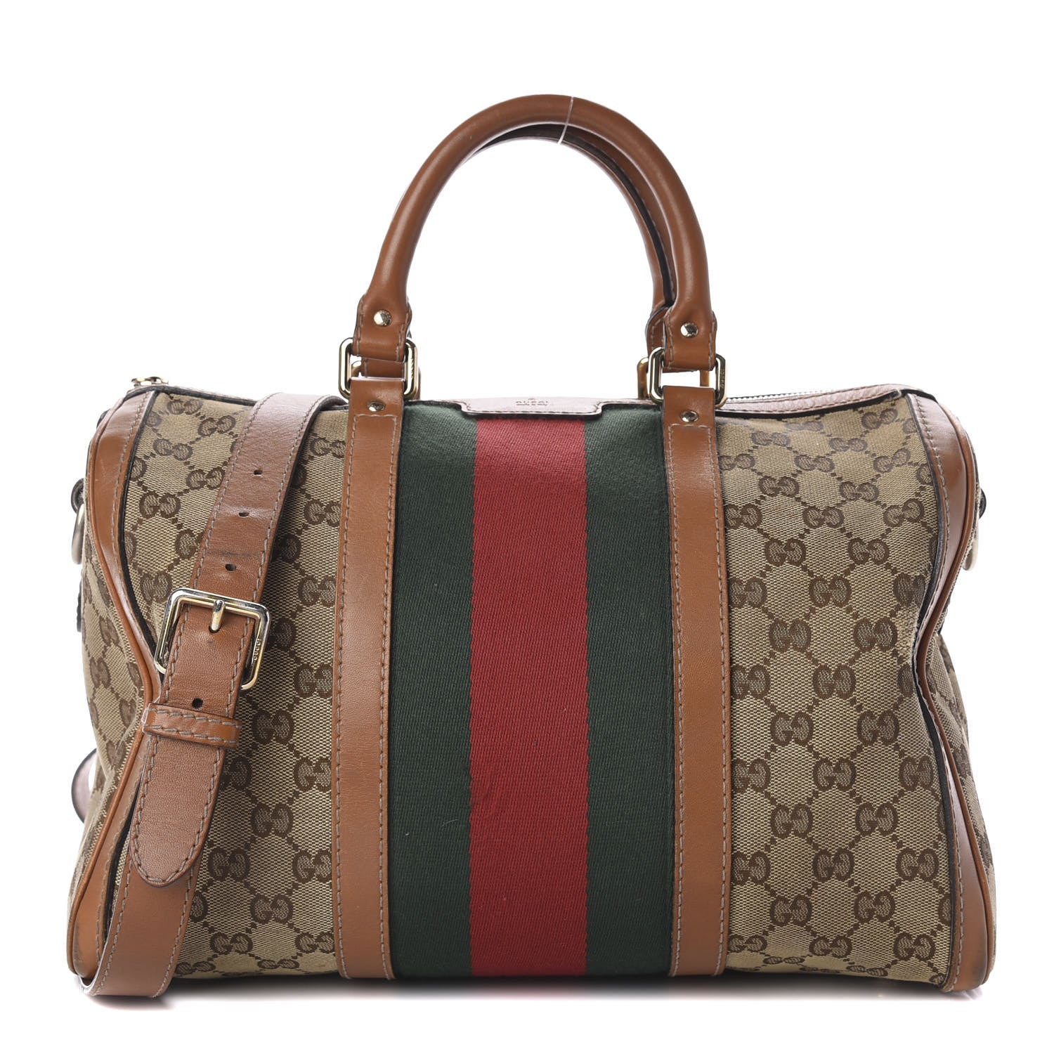 Gucci Monogram Vintage Web Medium Boston Tobacco 1 of 20