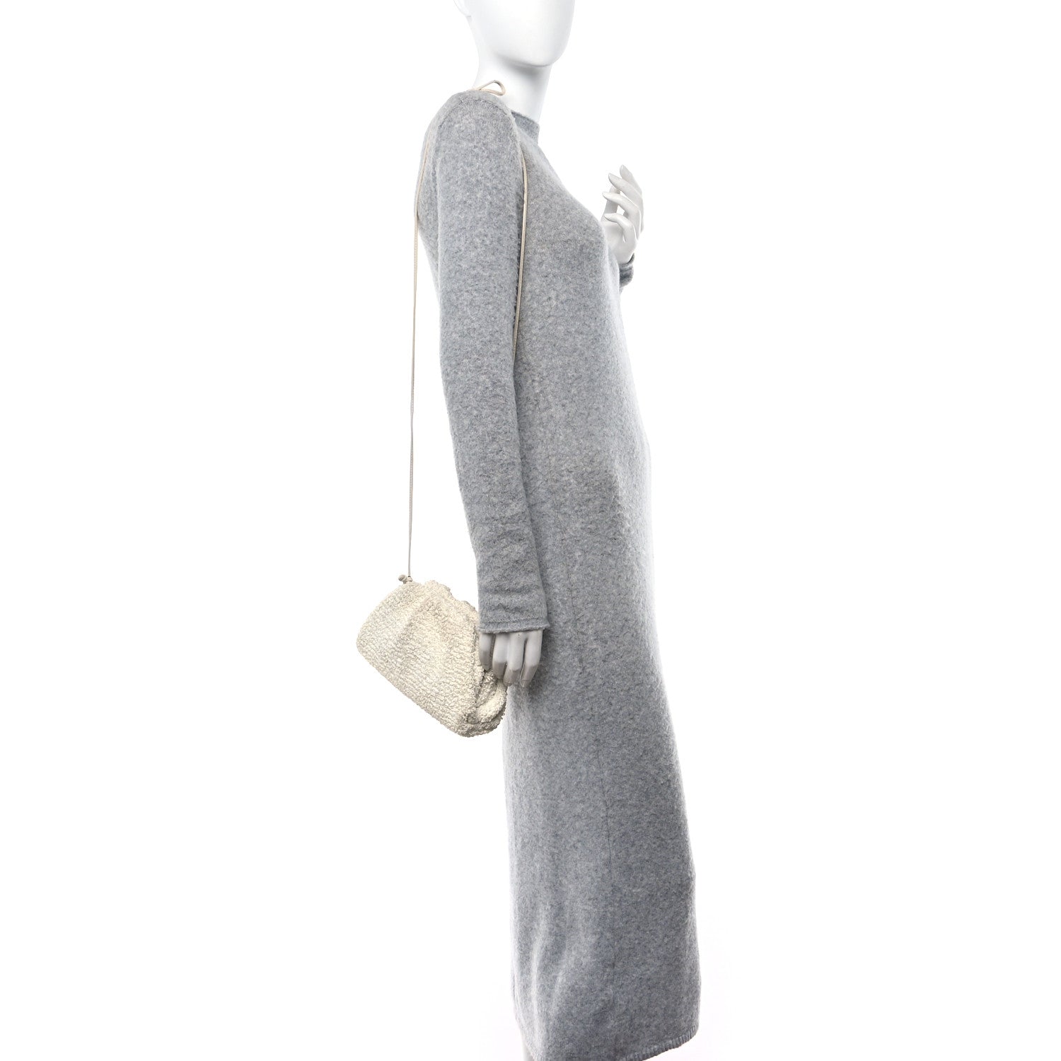 Bottega Veneta BOTTEGA VENETA Boucle Curly Raffia The Mini Pouch White Chalk 2 of 11