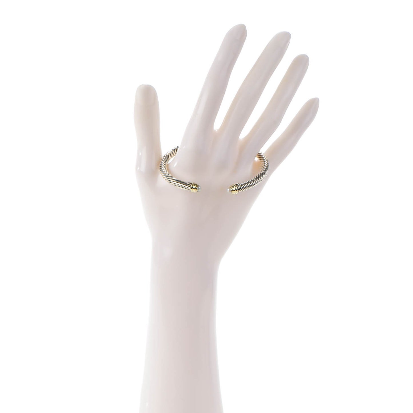 Sterling Silver 14K Yellow Gold Pearl 5mm Cable Classics Bracelet