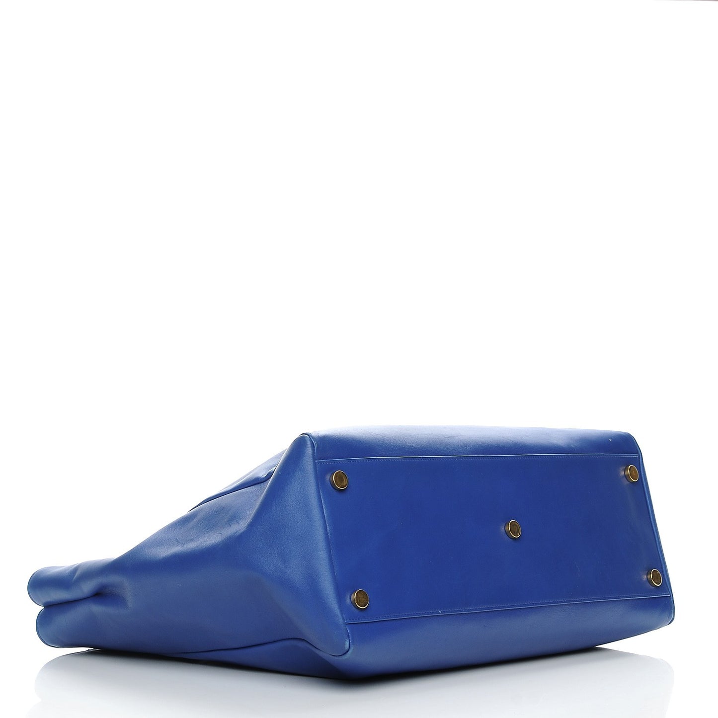 Calfskin Suede Reversible East West Shopper Tote Royal Blue Black