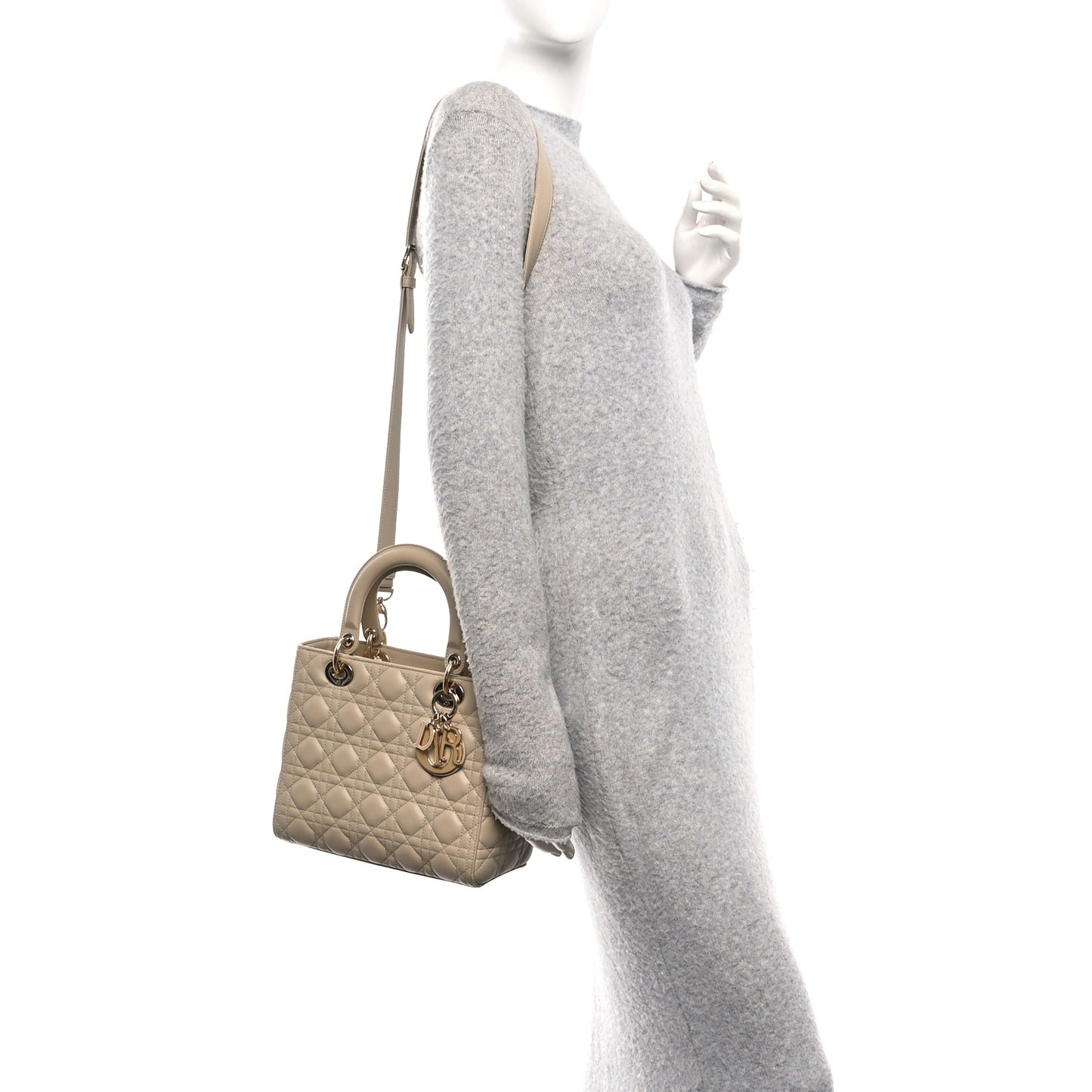 Lambskin Cannage Medium Lady Dior Sand