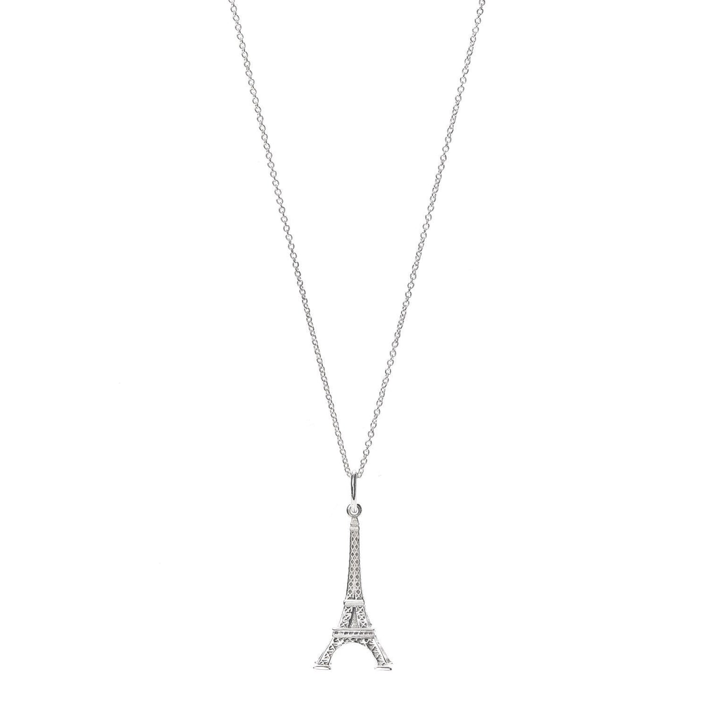Sterling Silver Eiffel Tower Charm Pendant Necklace