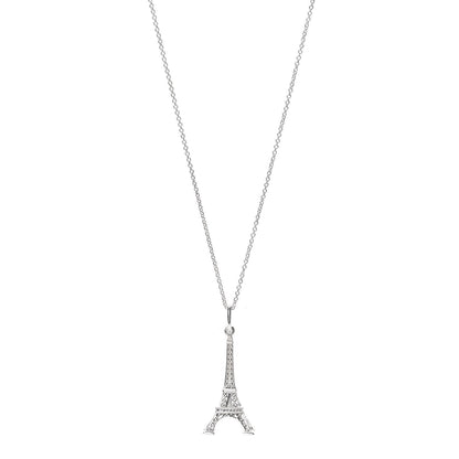 Tiffany Sterling Silver Eiffel Tower Charm Pendant Necklace 1 of 6