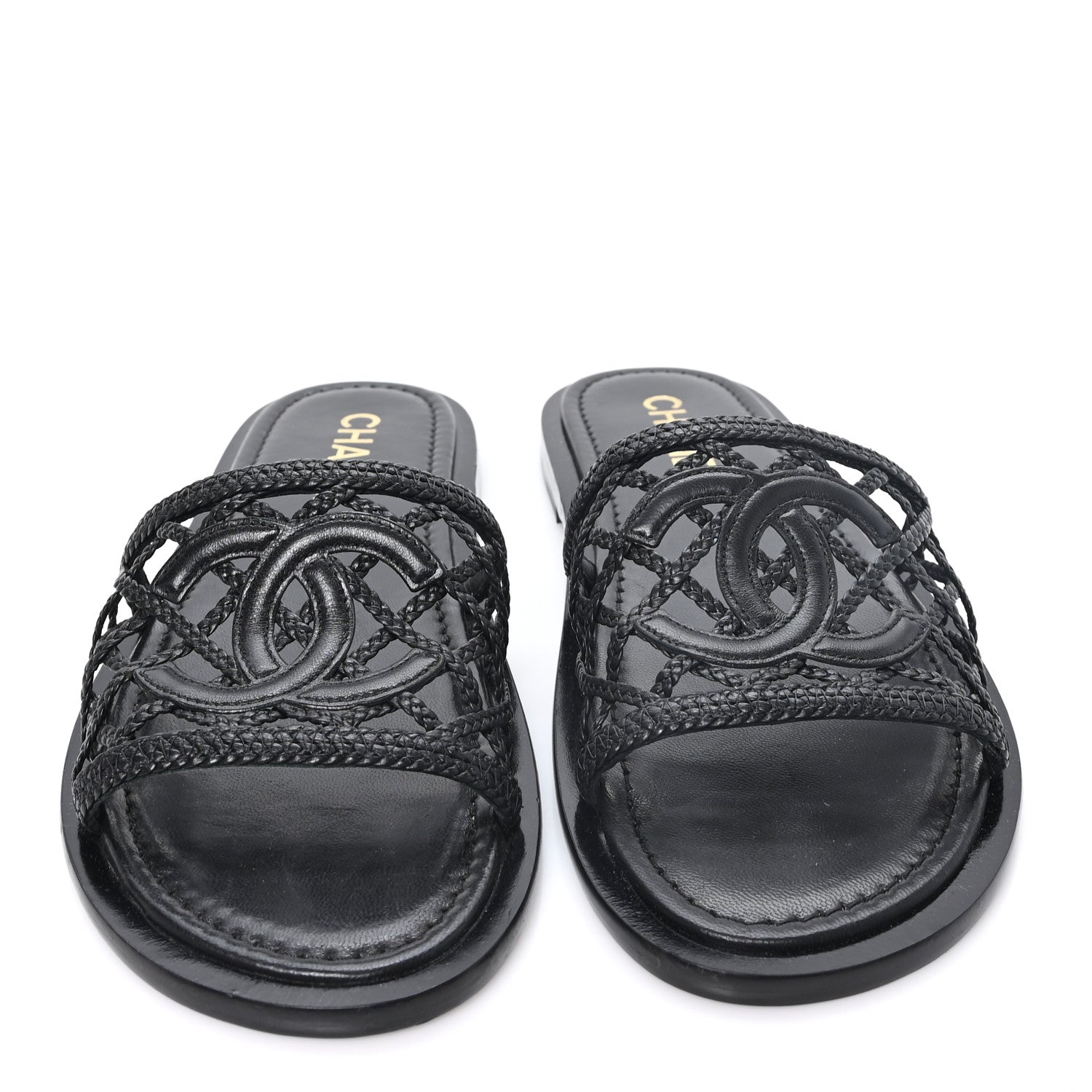 Chanel Lambskin Braided CC Mules 40 Black 3 of 9