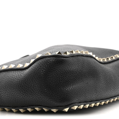 Valentino Garavani Pebbled Calfskin Small Rockstud Flip-Lock Messenger Bag Black 8 of 13