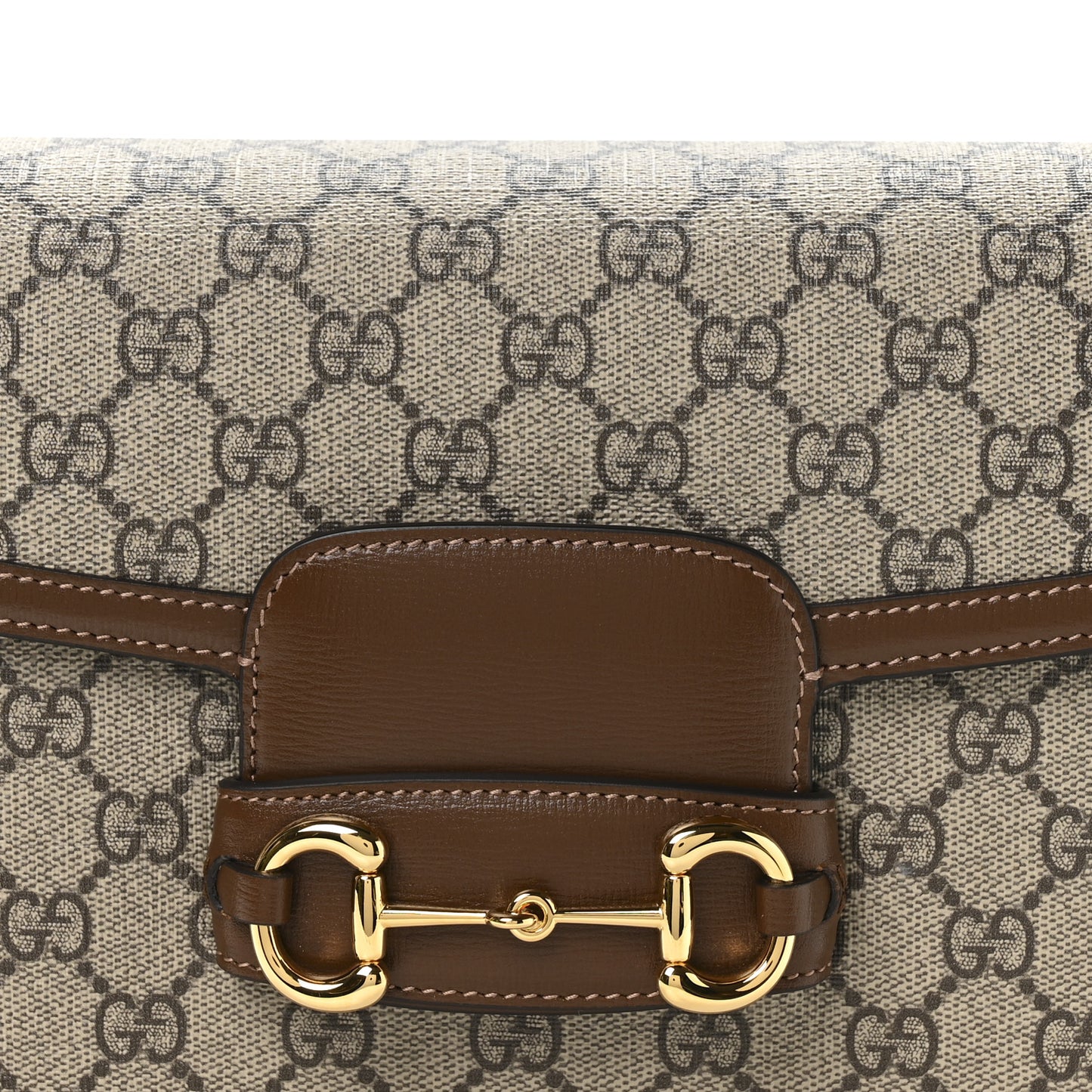 GG Supreme Monogram Horsebit 1955 Shoulder Bag Beige Brown Sugar