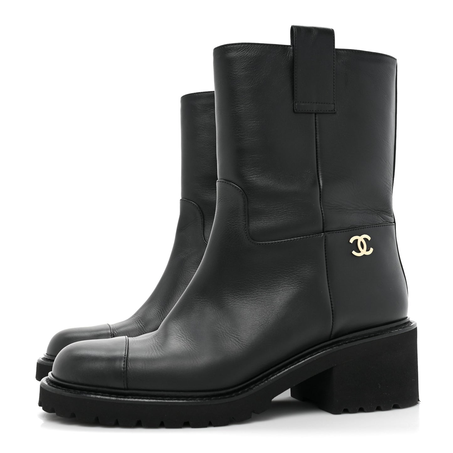 Calfskin CC Ankle Boots 38 Black