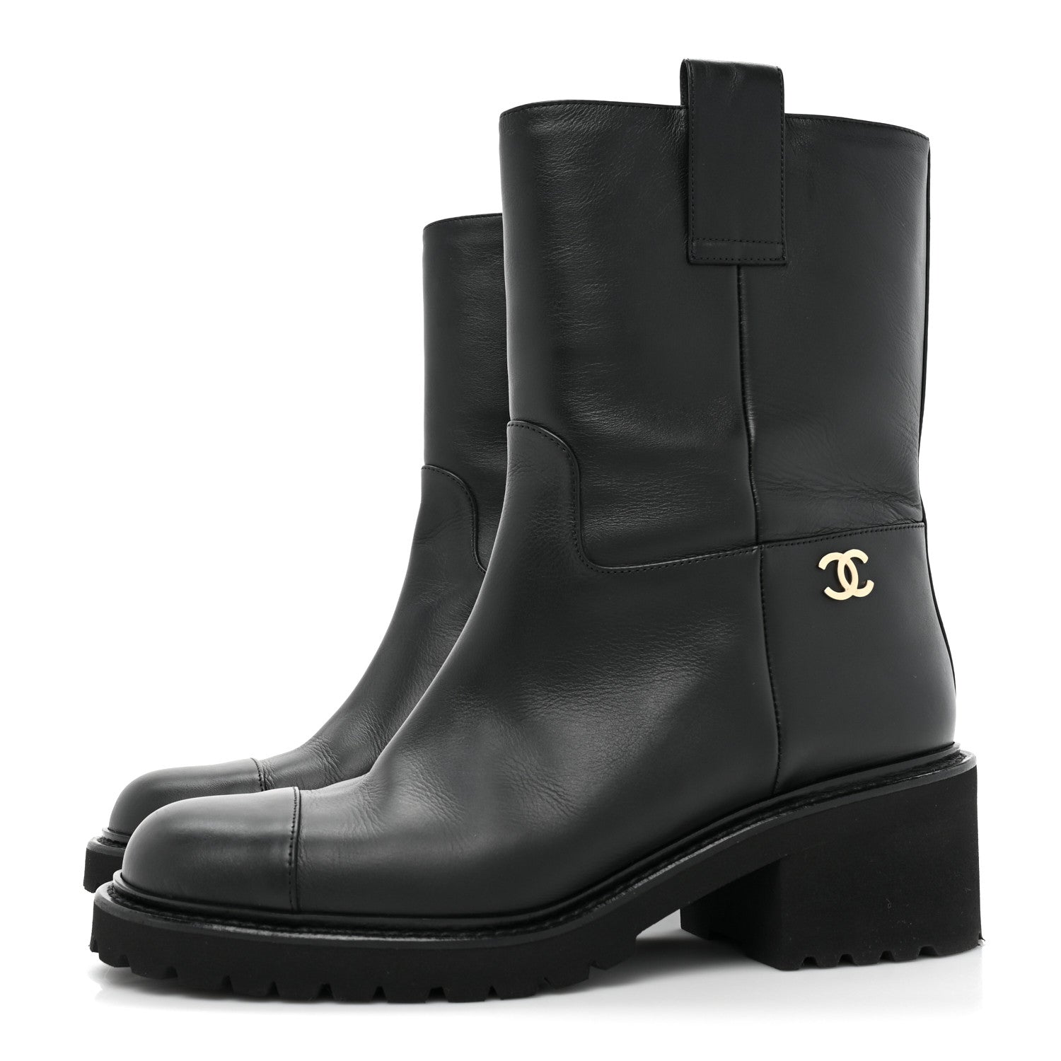 Chanel Calfskin CC Ankle Boots 38 Black 3 of 11