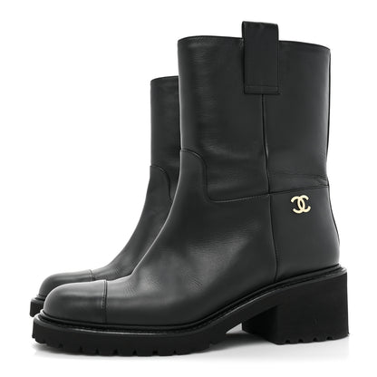 Chanel Calfskin CC Ankle Boots 38 Black 3 of 11