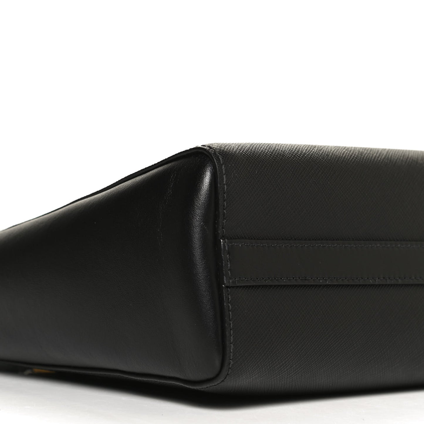 Saffiano Soft Calfskin Small Zippered Tote Black