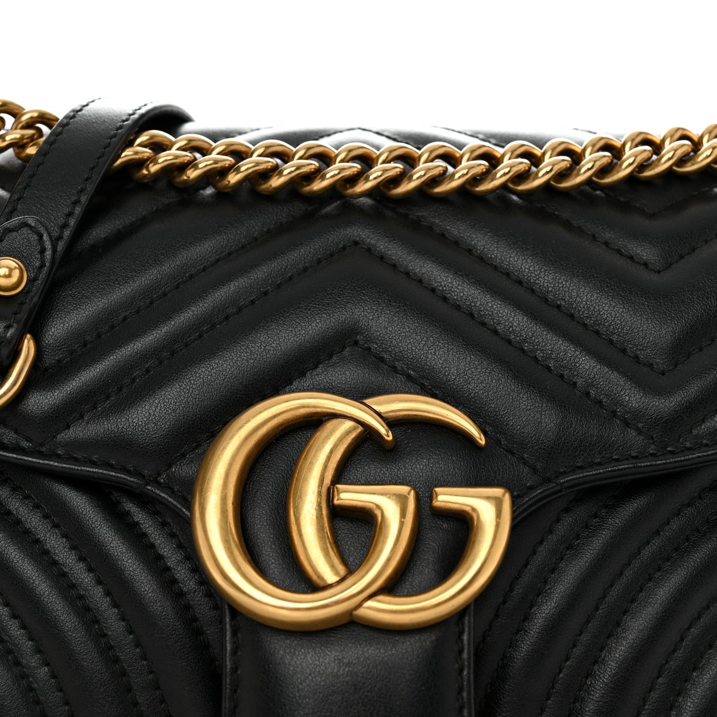 Calfskin Matelasse Small GG Marmont Shoulder Bag Black