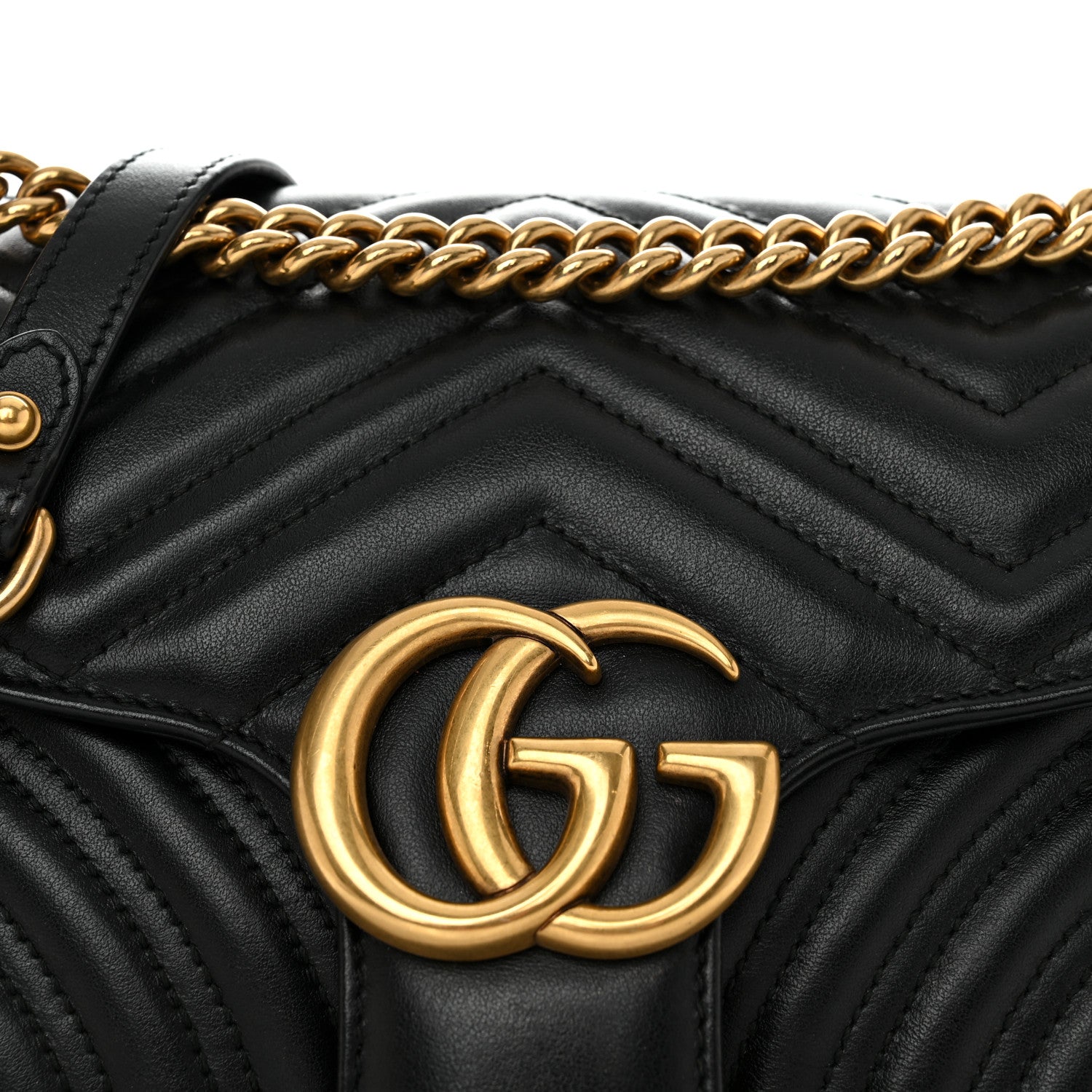 Gucci Calfskin Matelasse Small GG Marmont Shoulder Bag Black 8 of 11