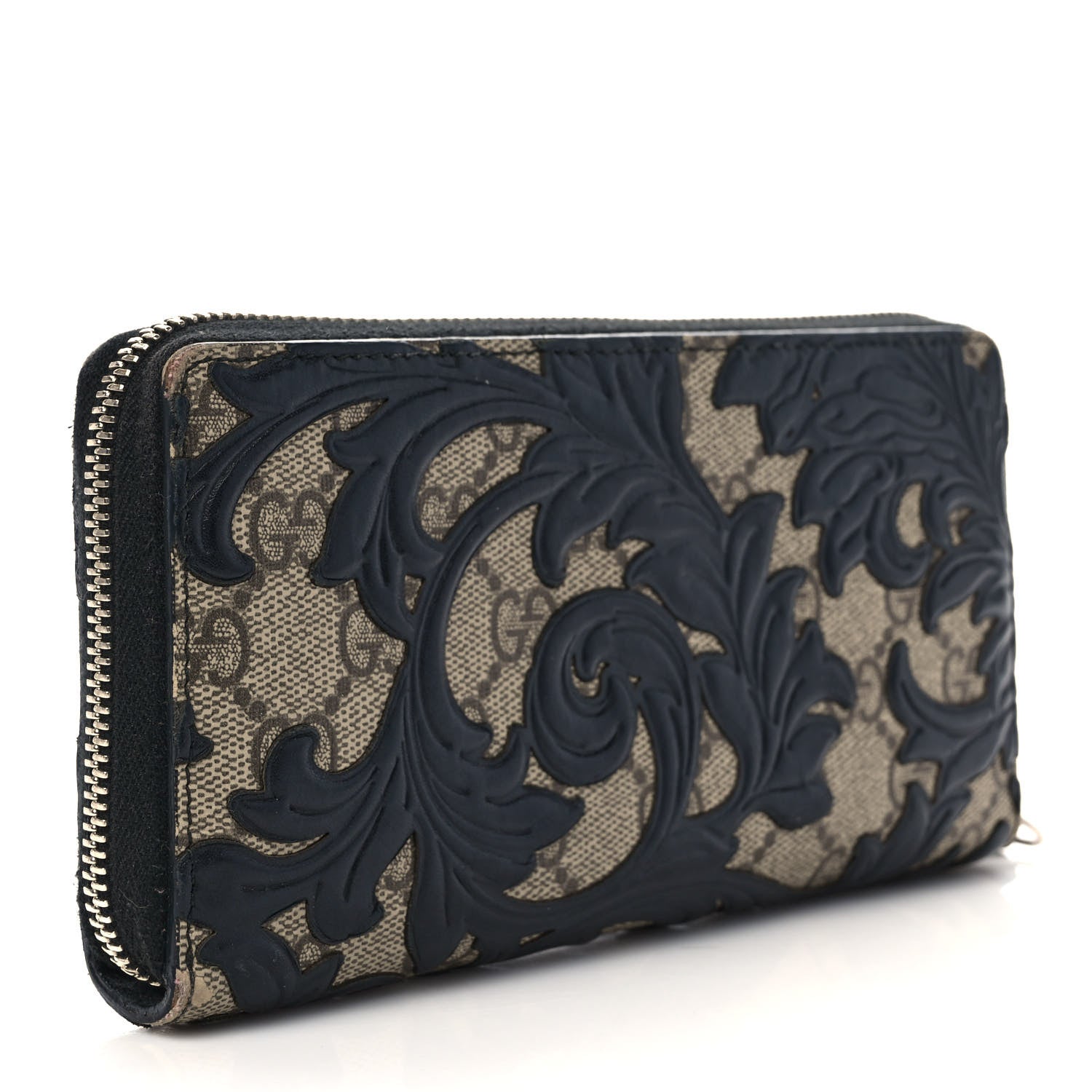 Gucci GG Supreme Monogram Arabesque Zip Around Wallet Black 3 of 7