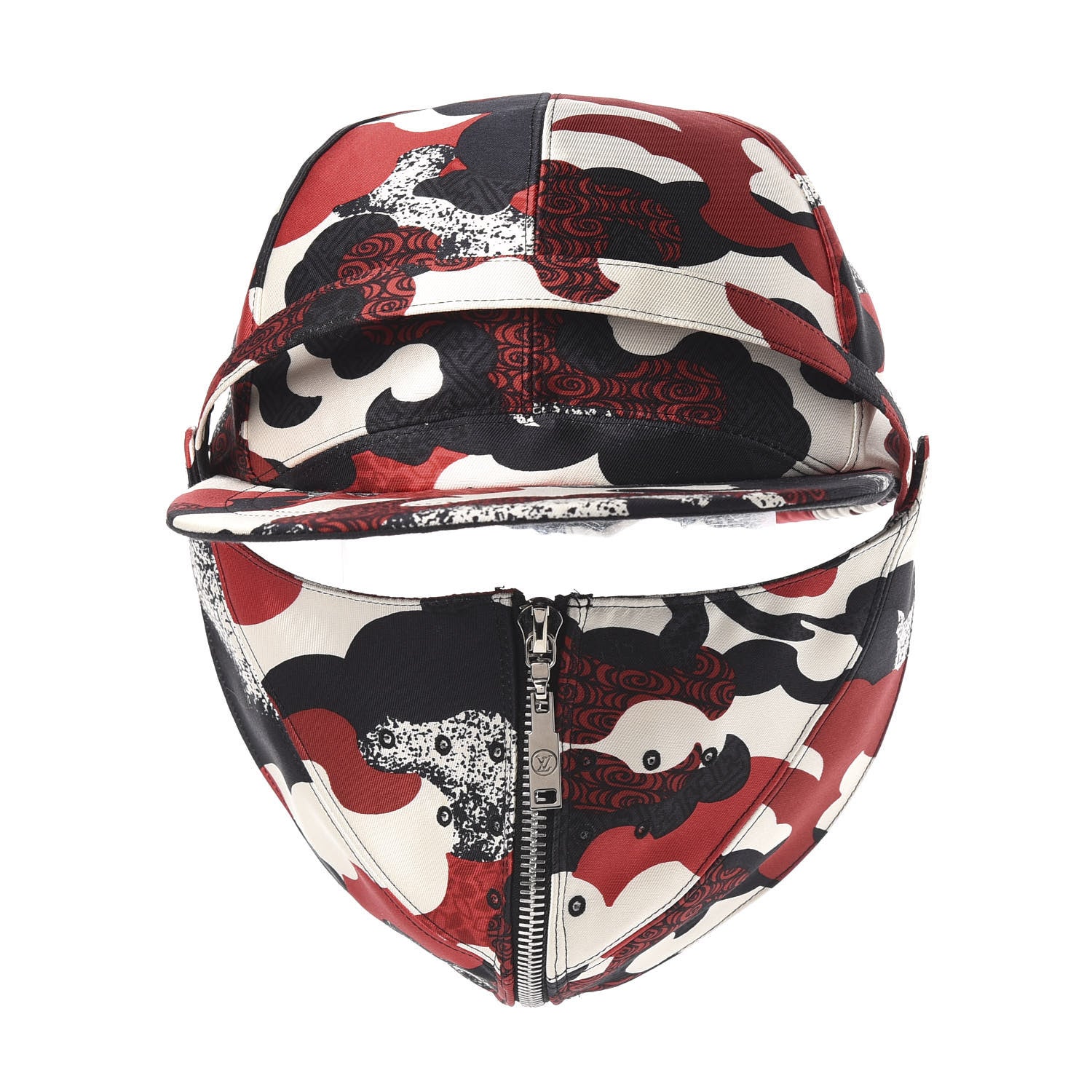 Louis Vuitton Canvas Patchwork Waves Removable Mask Baseball Hat Black Red White 1 of 10