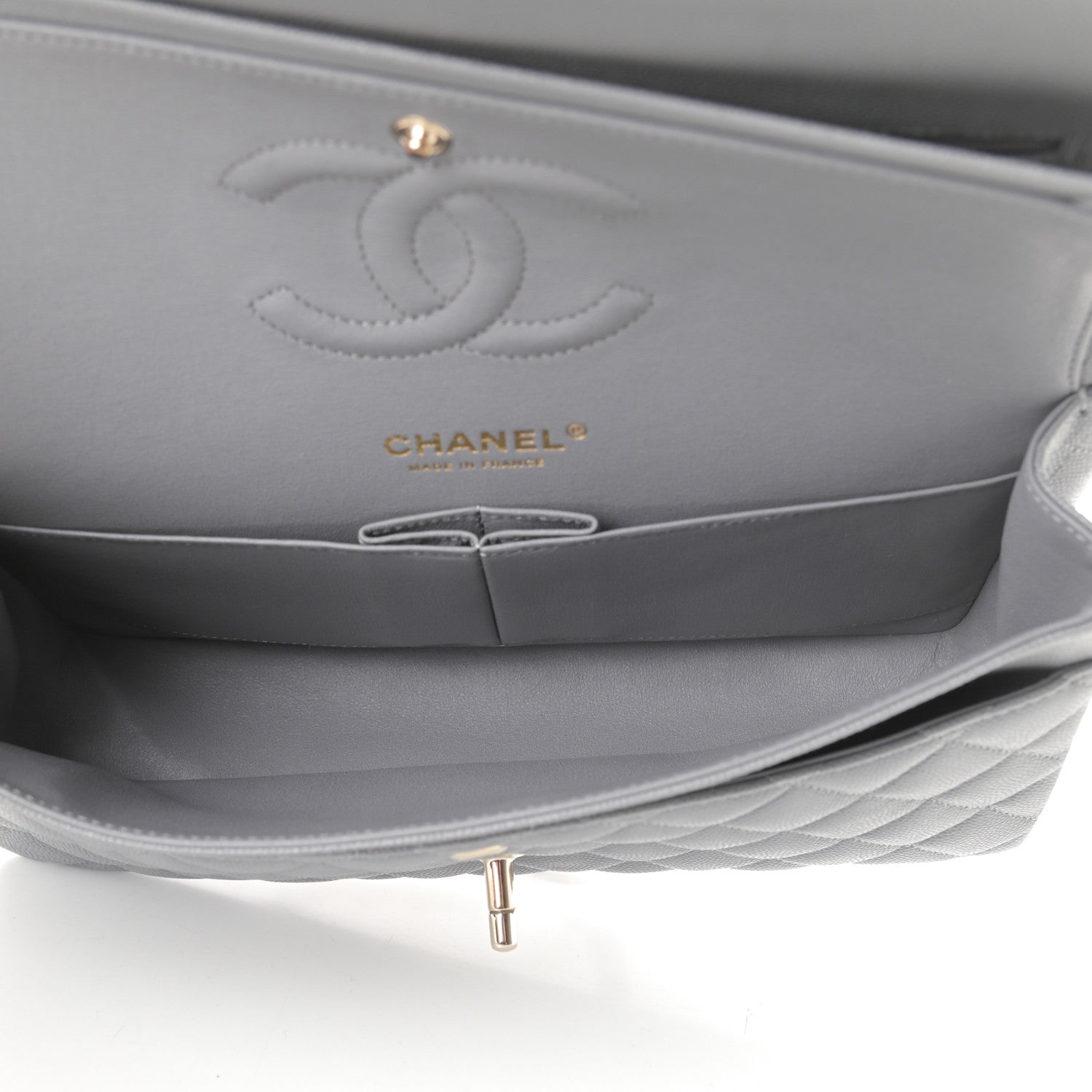 Chanel Caviar Quilted Medium Double Flap Grey 5 of 11