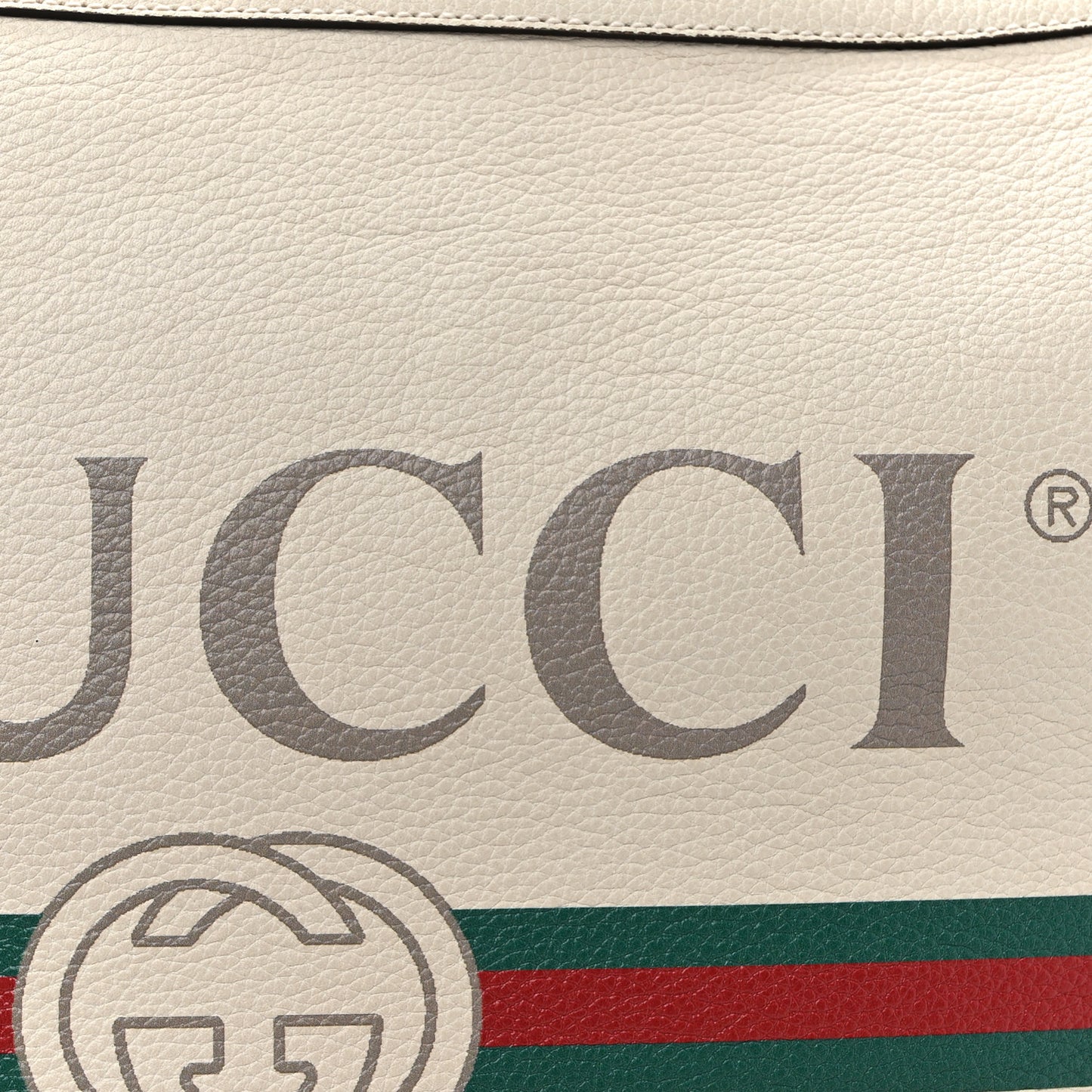 Grained Calfskin Logo Half Moon Hobo White