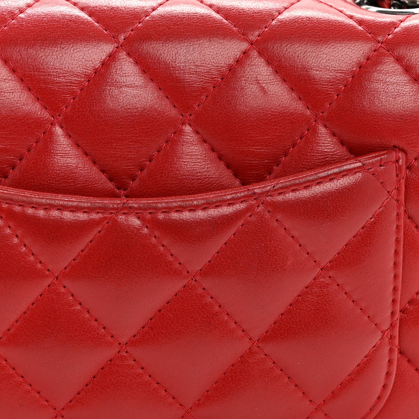 Lambskin Quilted Mini Rectangular Flap Red
