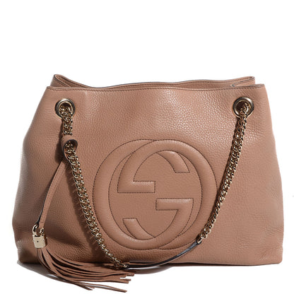 Gucci Pebbled Calfskin Medium Soho Chain Shoulder Bag Rose Beige 1 of 9