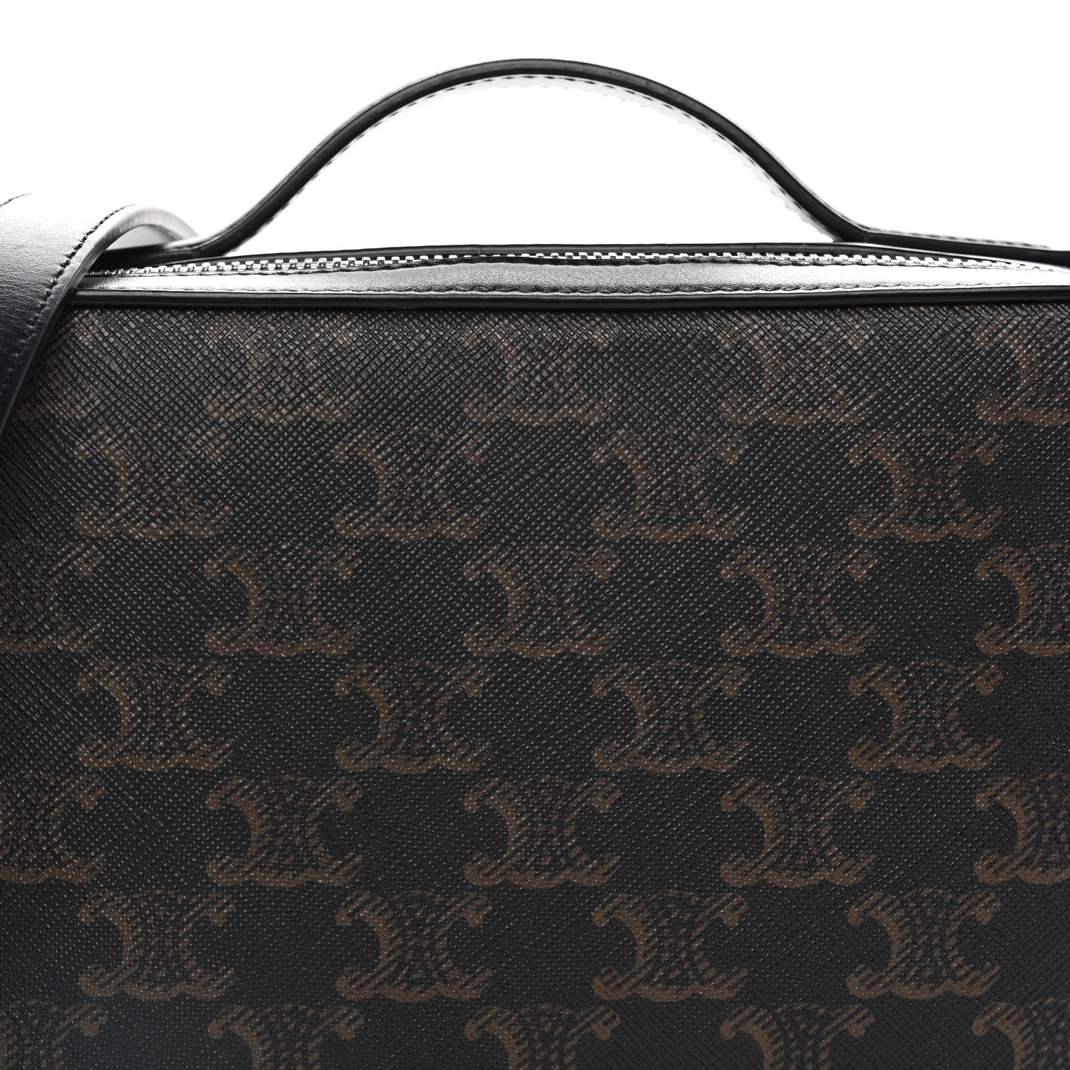 Celine Triomphe Canvas Top Handle Messenger Box Black 7 of 9