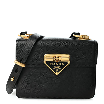 Prada Saffiano Symbole Flap Shoulder Bag Black 1 of 10