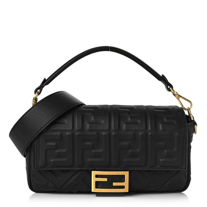 Fendi Nappa FF 1974 Embossed Baguette Black 1 of 8