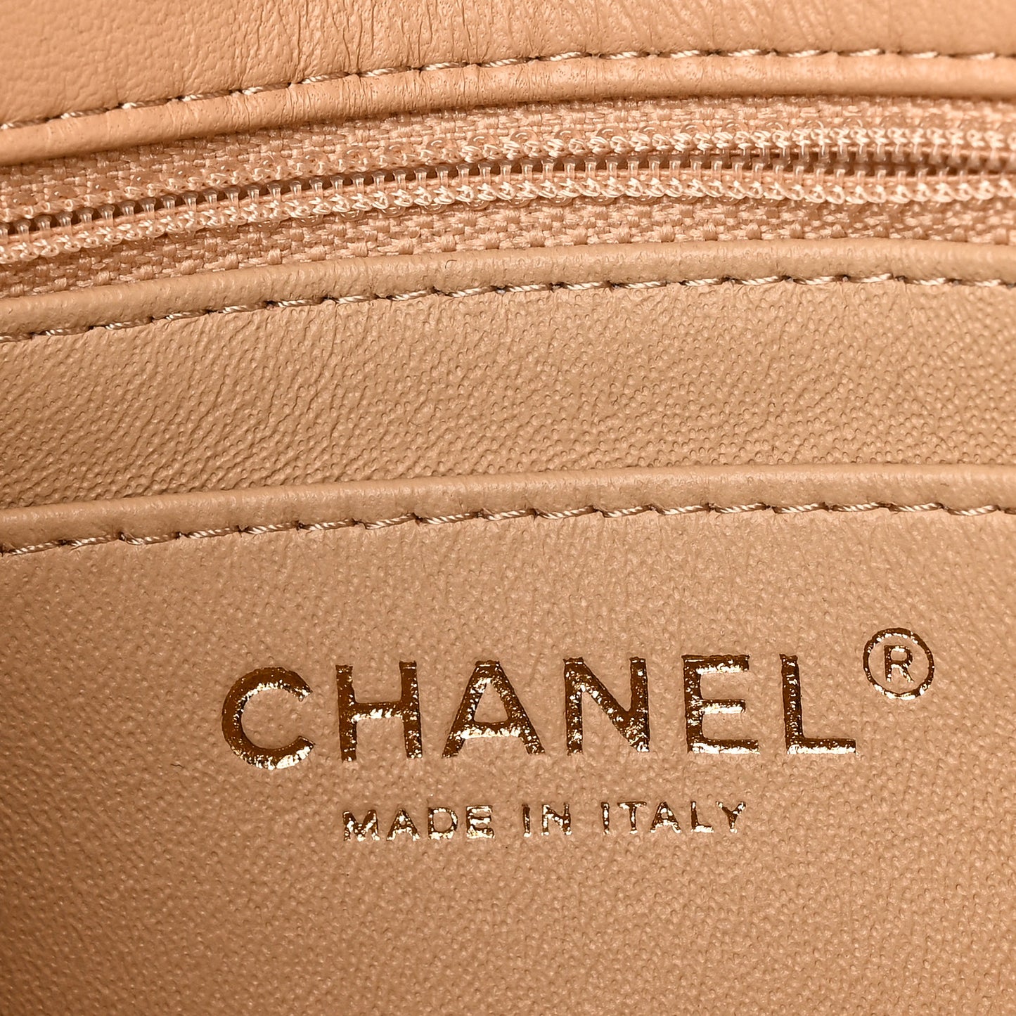 Lambskin Quilted Mini Rectangular Flap Beige