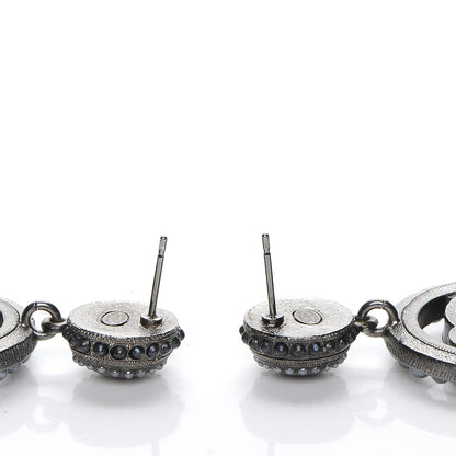 Chanel Ruthenium Beaded CC Drop Earrings Dark Grey 3 of 5