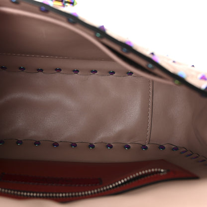 Valentino Garavani Lambskin Oil Slick Medium Rockstud Spike Shoulder Bag Poudre 5 of 9
