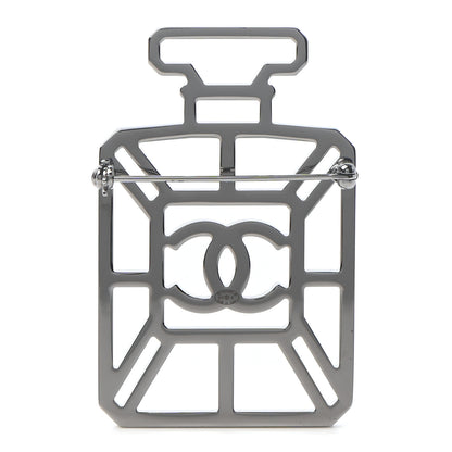 Chanel Ruthenium Crystal Perfume Bottle CC Brooch Iridescent Blue 3 of 5