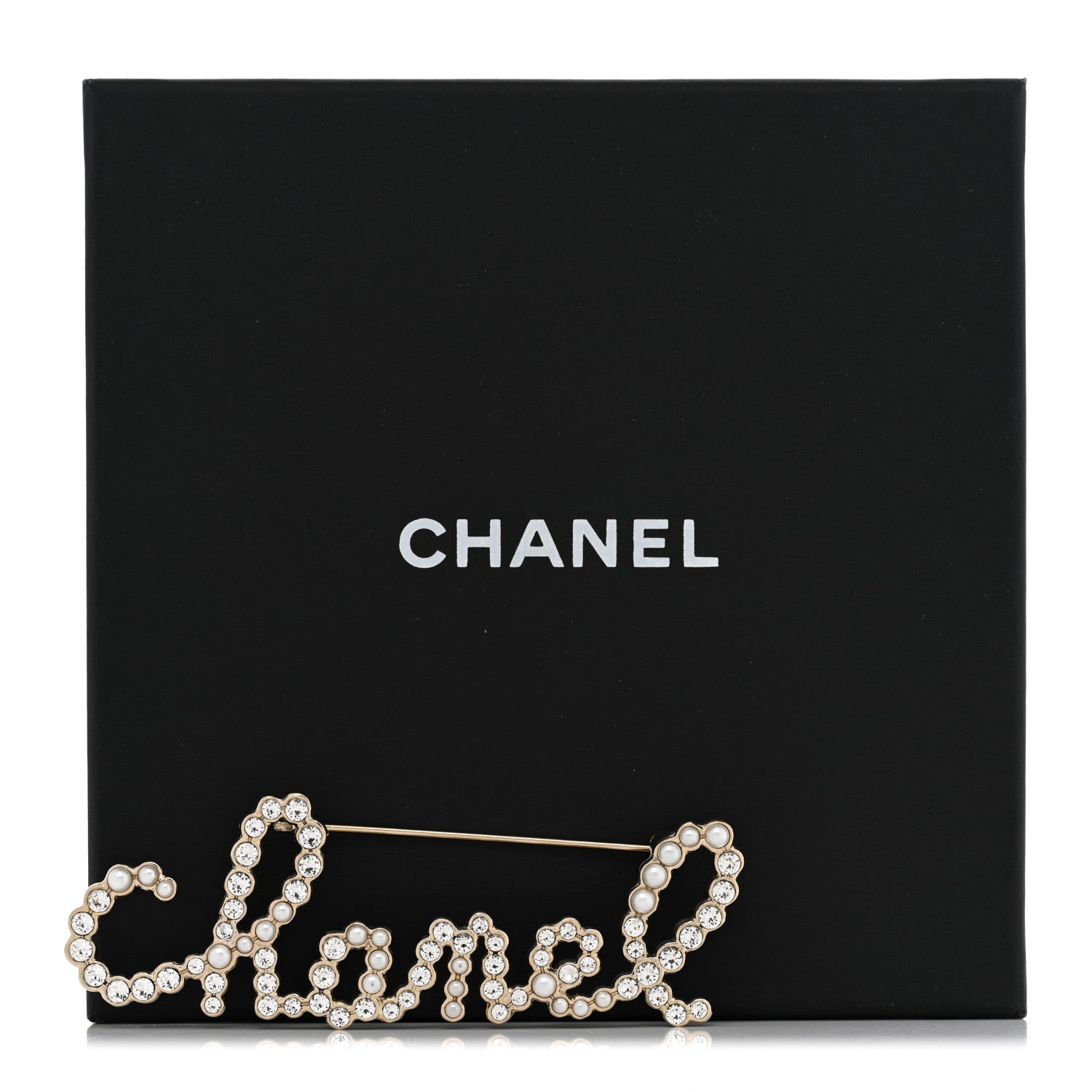 Chanel Metal Glass Swirling Pearls Brooch Pin Gold 5 of 5