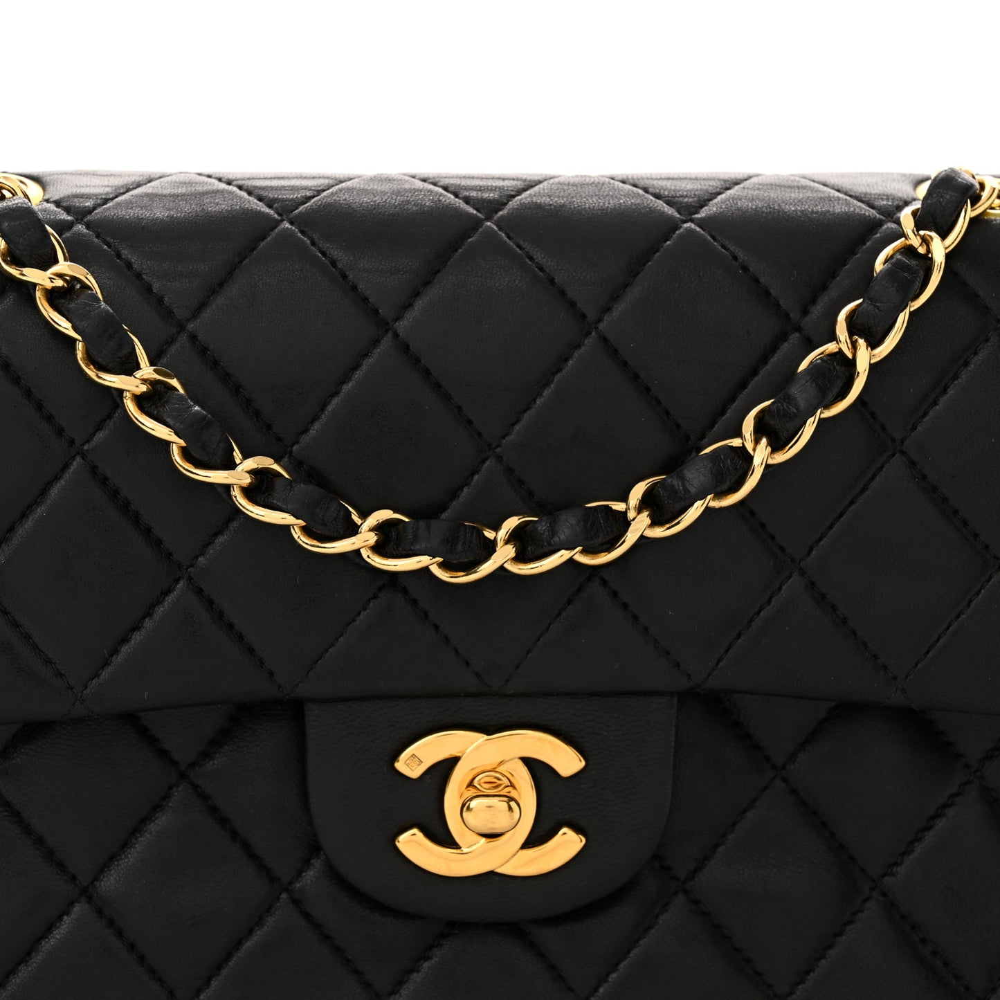 Lambskin Quilted Small Double Flap Black