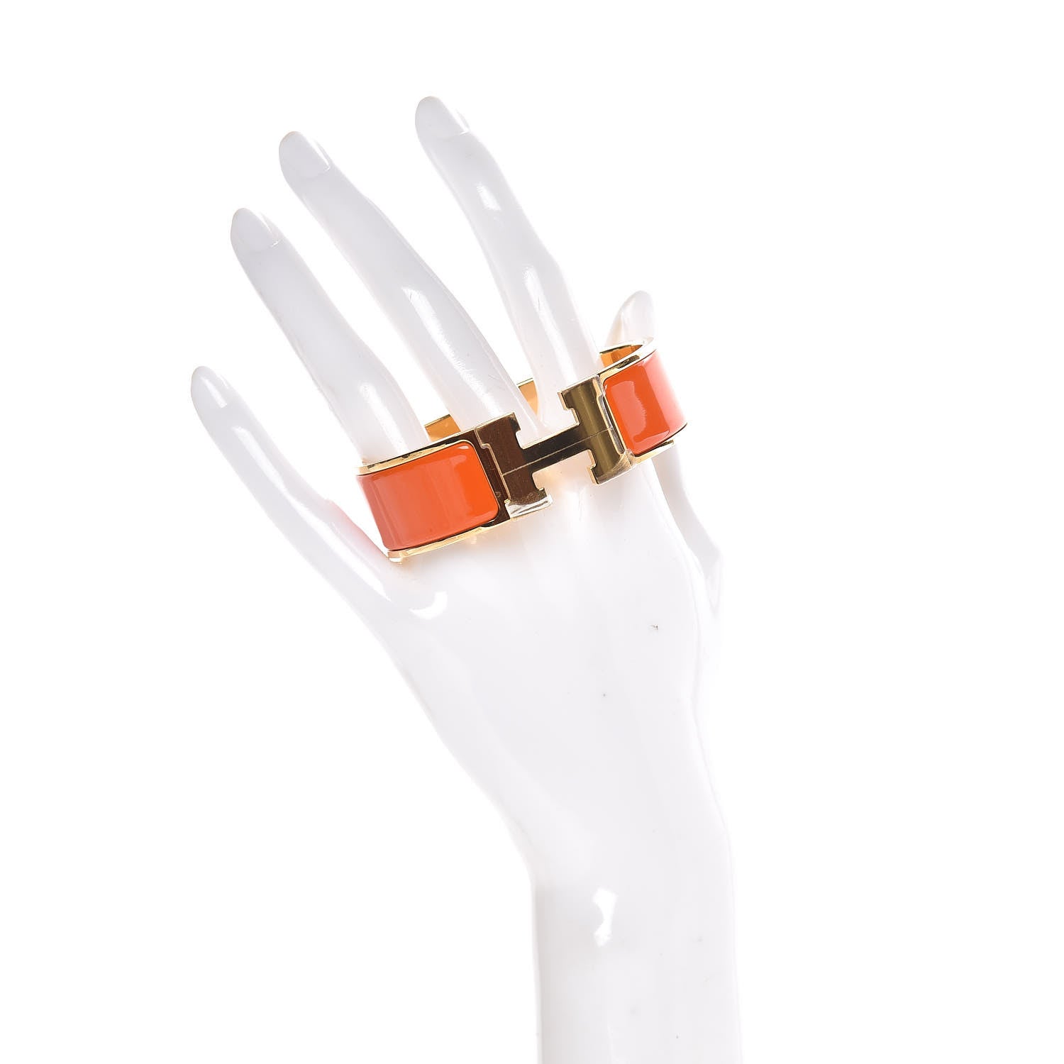 Hermes Enamel Wide Clic Clac H Bracelet GM Orange 2 of 6