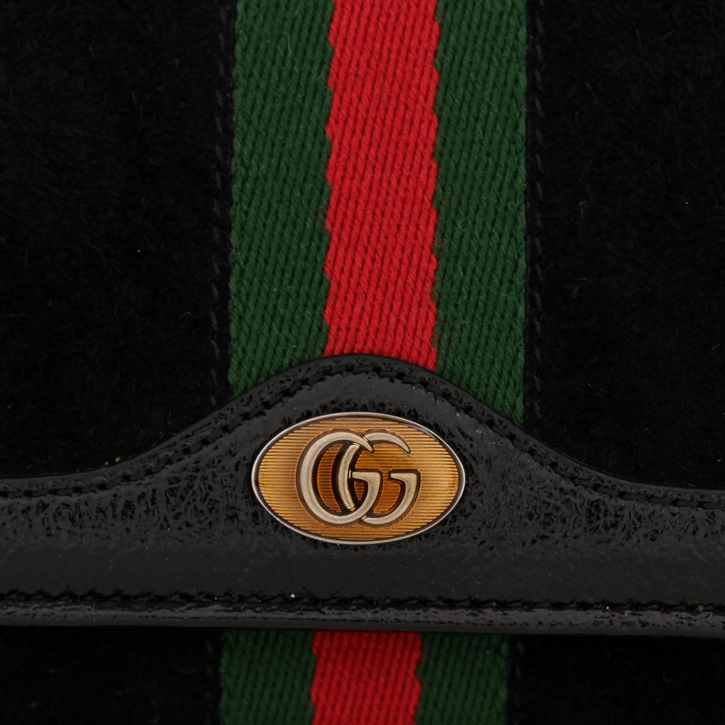 Suede Patent Web Ophidia Wallet On Chain Black