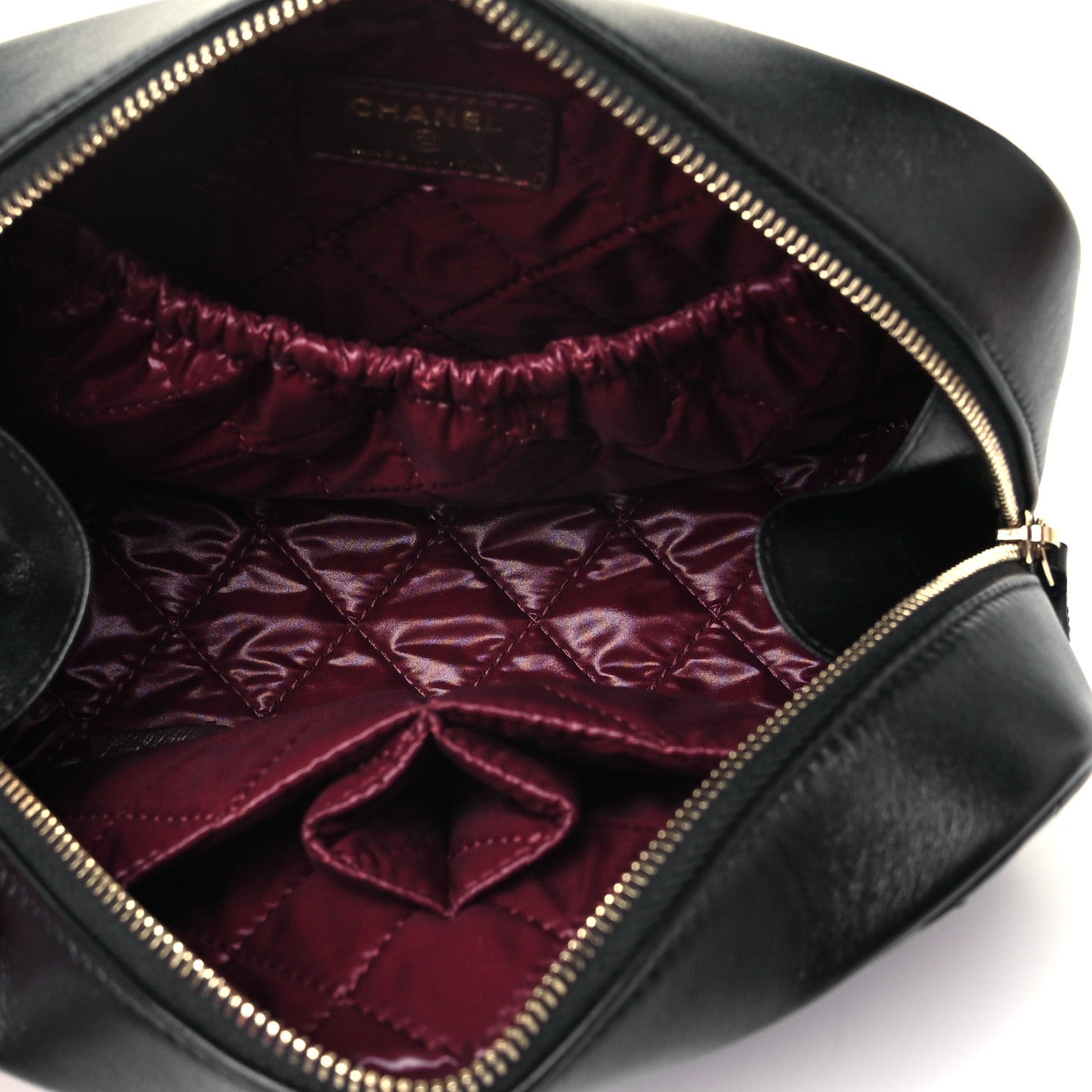 Chanel Lambskin Quilted Medium Curvy Pouch Cosmetic Case Black 5 of 9