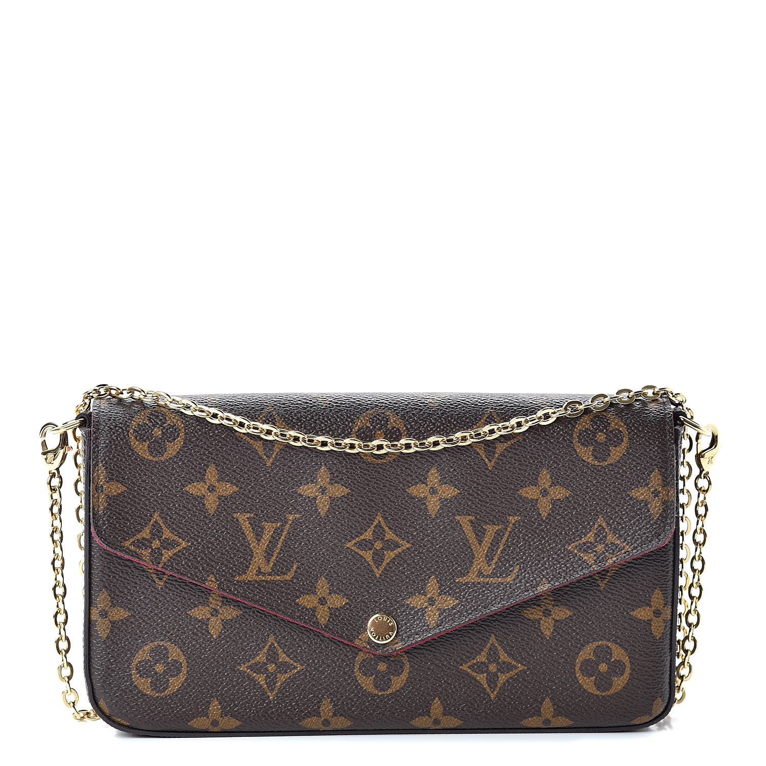 Louis Vuitton Monogram Pochette Felicie Chain Wallet Fuchsia 1 of 13