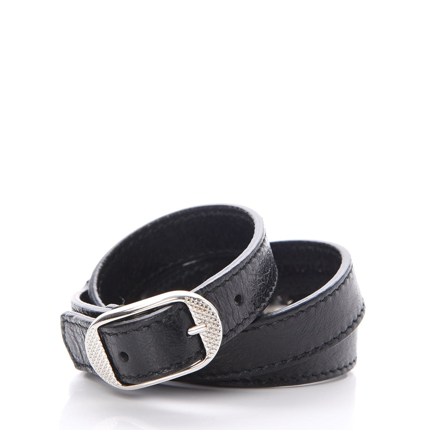 Agneau Giant 12 Silver Hardware Triple Tour Bracelet S Black