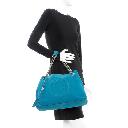 Gucci Vitello Range Medium Soho Chain Shoulder Bag Deep Cobalt 2 of 12