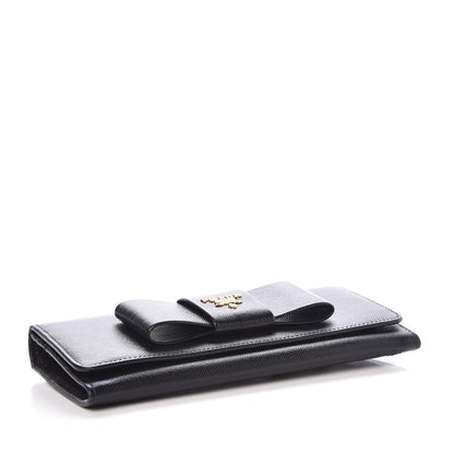 Prada Saffiano Bow Continental Wallet Black 4 of 6