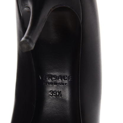 Versace Calfskin Palazzo Kitten Pumps 39.5 Black 9 of 12
