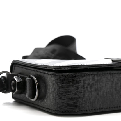 Off-White Saffiano Striped Mini Diag Binder Clip Bag Black White 9 of 11