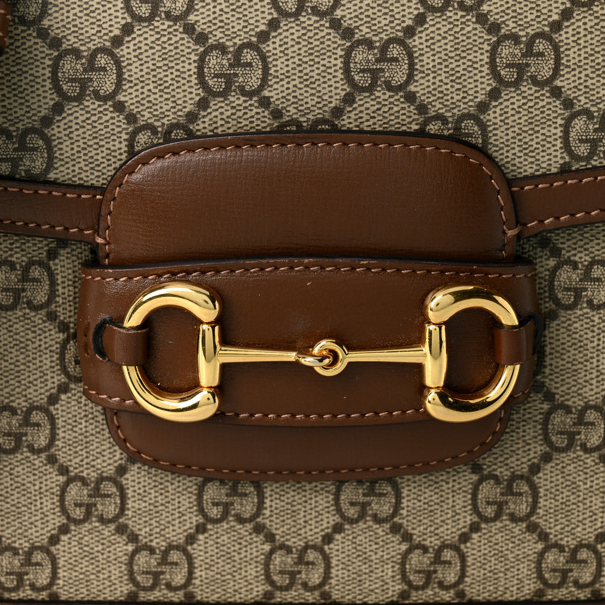 GG Supreme Monogram Horsebit 1955 Shoulder Bag Beige Brown Sugar
