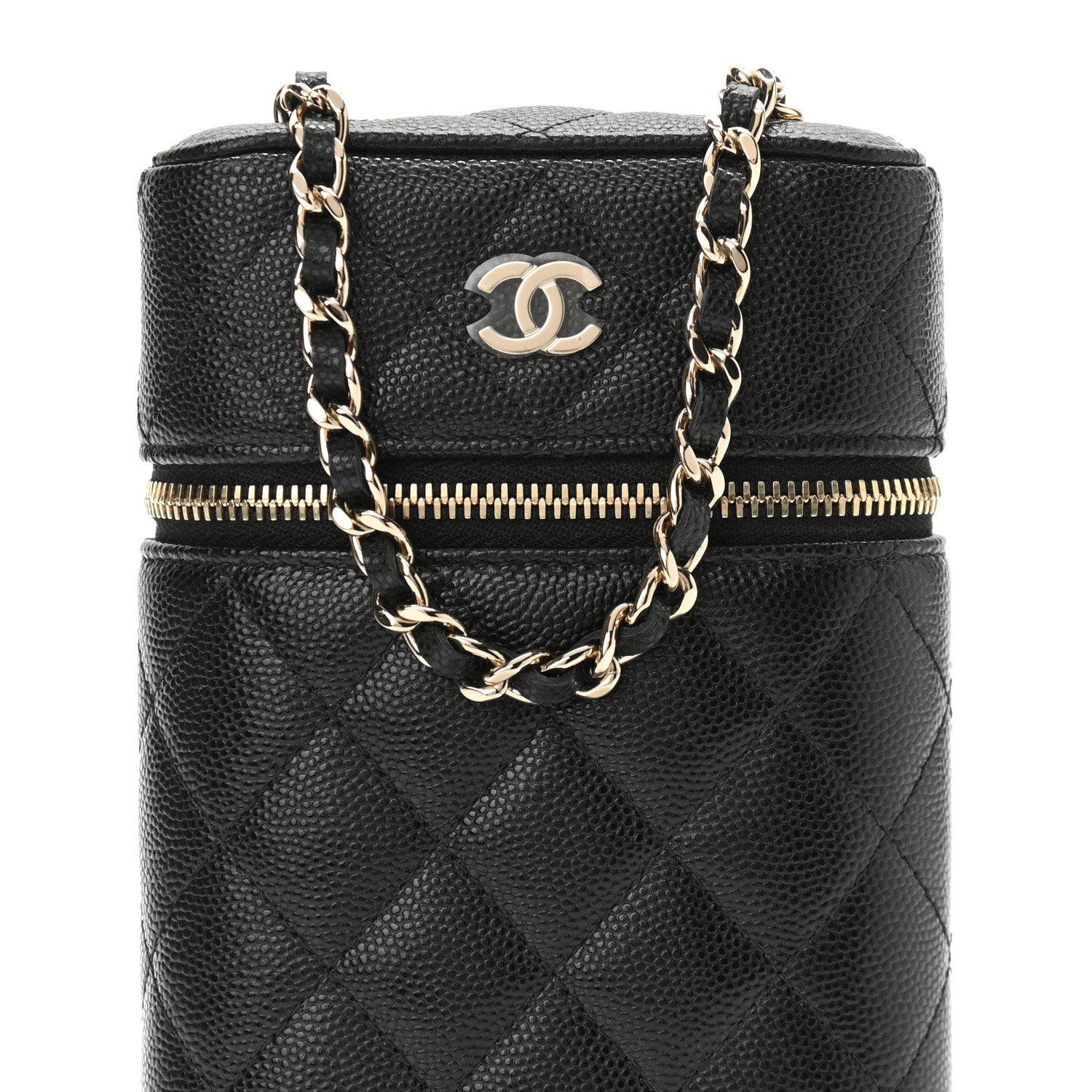 Chanel Caviar Quilted Phone Holder With Chain Black 7 of 10