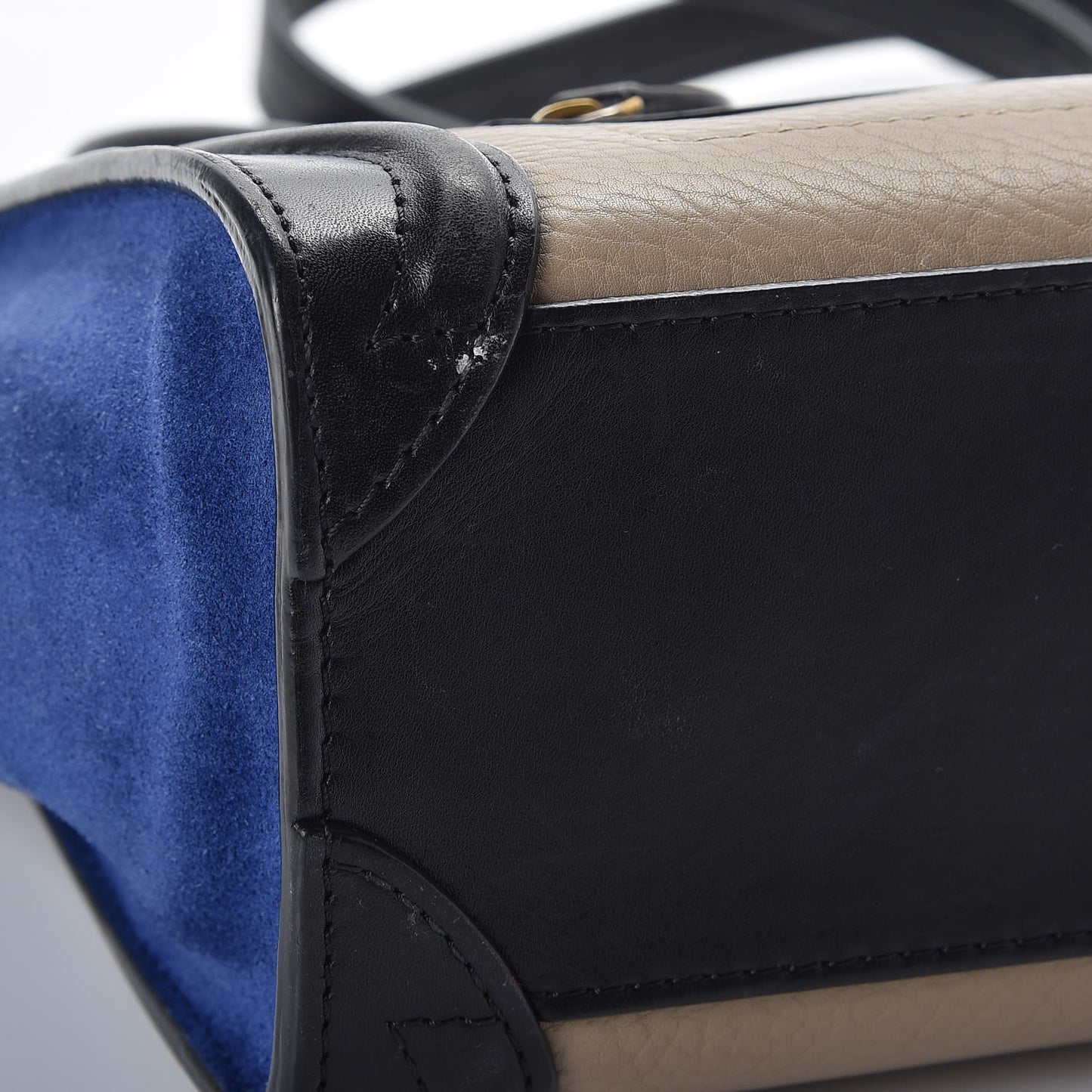 Elephant Calfskin Suede Tri-color Nano Luggage Sand