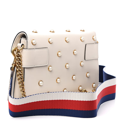 Gucci Nappa Pearl Studded Mini Queen Margaret Broadway Shoulder Bag Mystic White 2 of 10