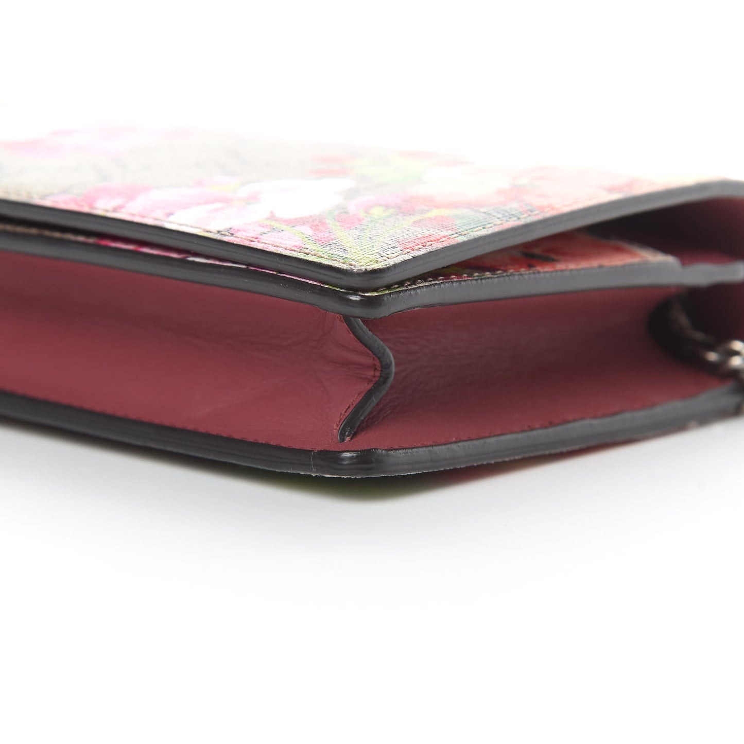 GG Supreme Monogram Blooms Chain Wallet Beige Multicolor Dry Rose
