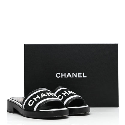 Chanel Lambskin Embroidered CC Mule Sandal 36 Black White 13 of 13