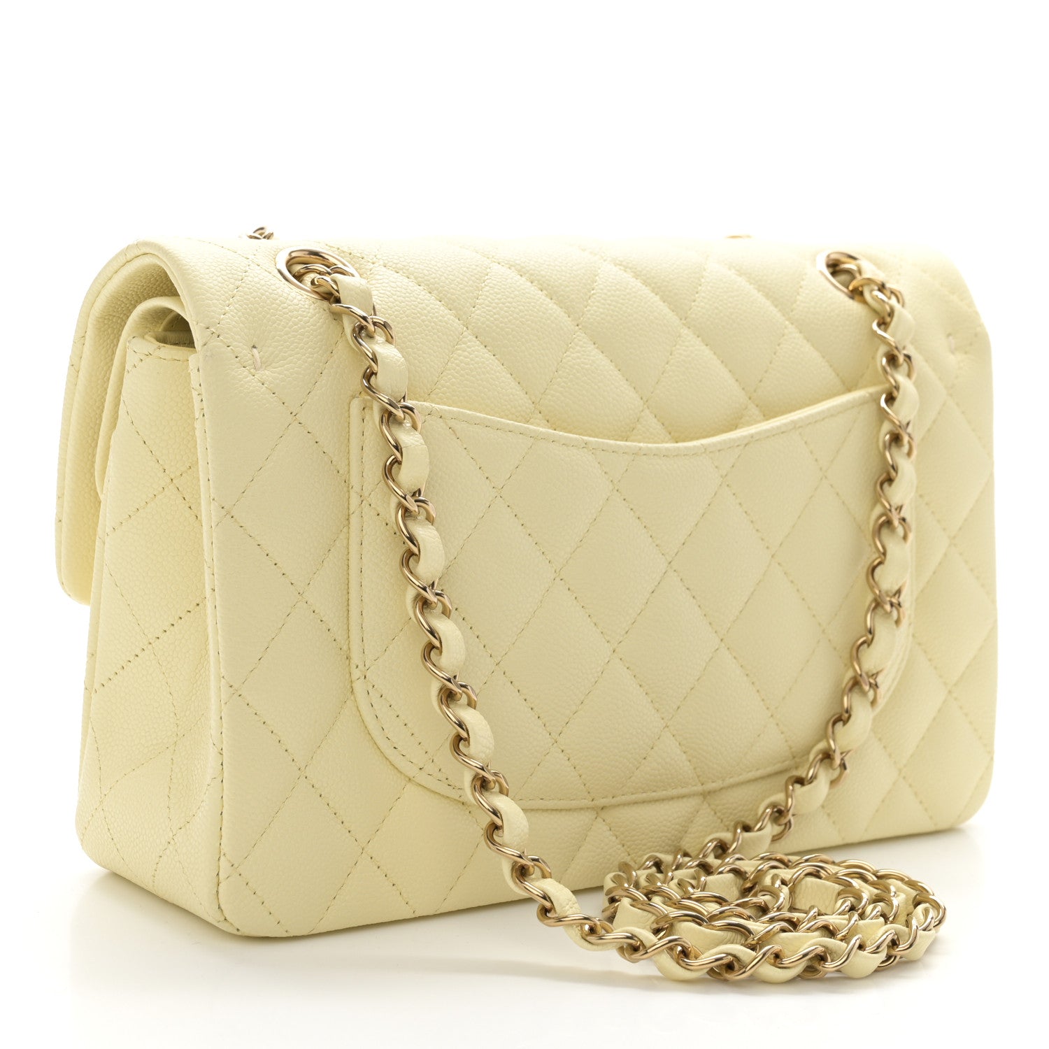 Chanel Caviar Quilted Small Double Flap Light Yellow 3 of 10