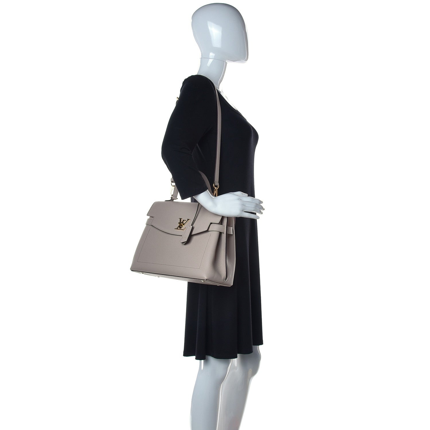 Louis Vuitton Soft Calfskin Lockme Ever MM Greige 2 of 10