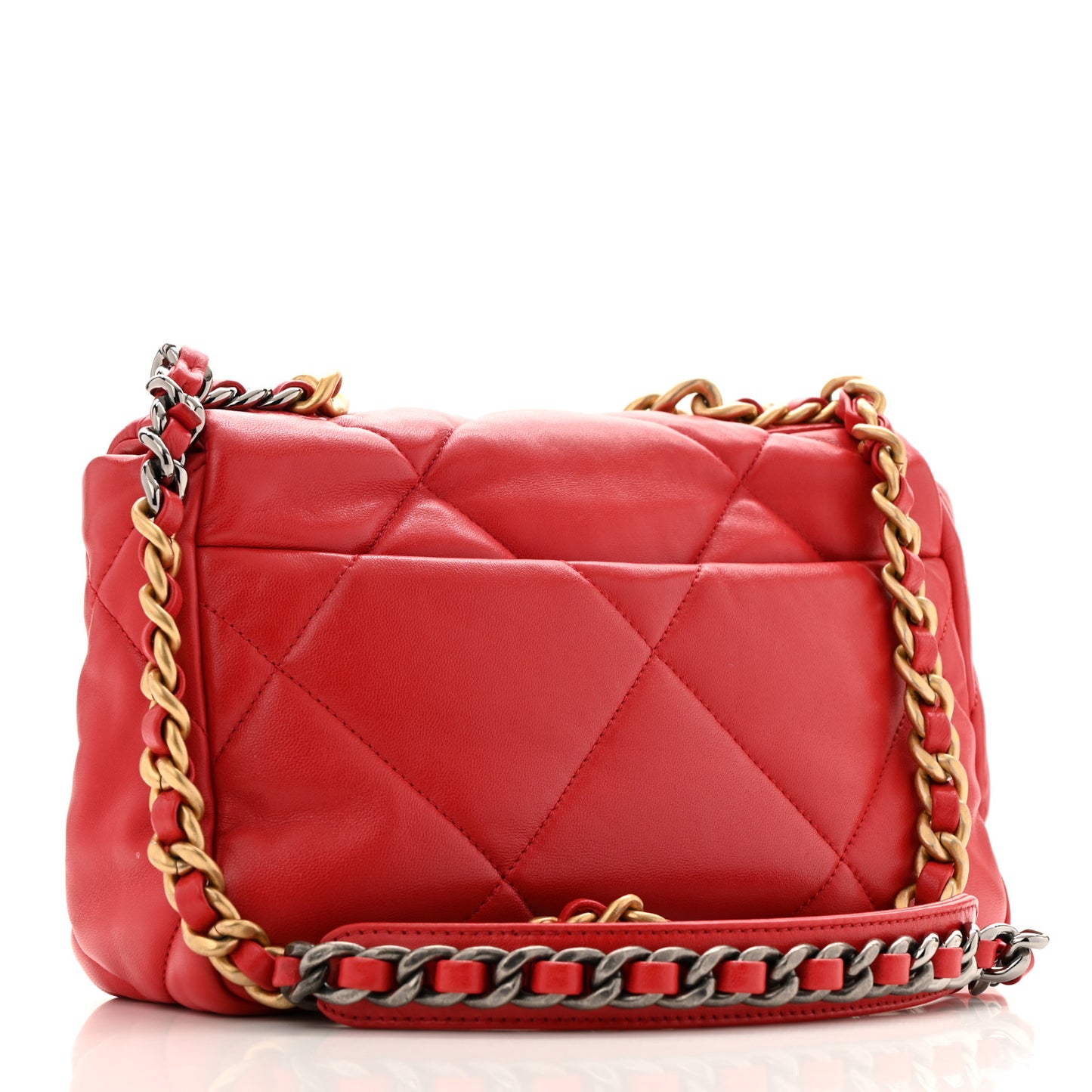 Lambskin Quilted Medium Chanel 19 Flap Red